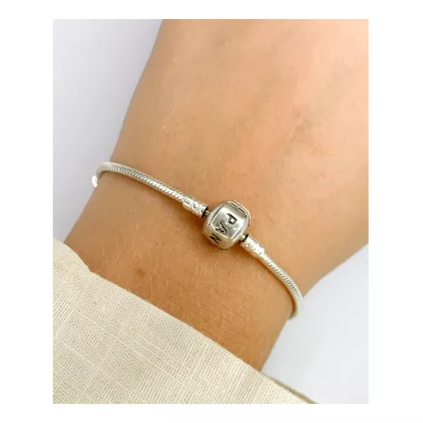 PULSEIRA PRATA 925 BERLOQUE TAMBOR CILINDRO ESCRITO 17CM
