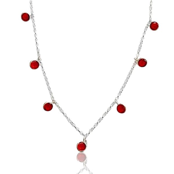 CHOCKER PRATA 925 VERMELHA 8 PEDRAS