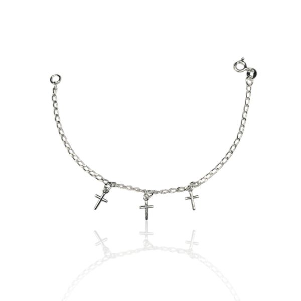 PULSEIRA INFANTIL 3 CRUZ PRATA 925