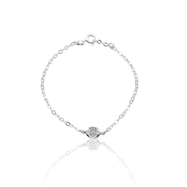 PULSEIRA INFANTIL ZIRCONIA INGLESA CRISTAL PRATA 925