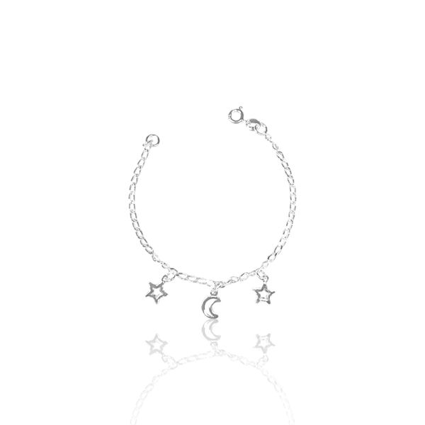 PULSEIRA INFANTIL 3 LUA ESTRELA PRATA 925