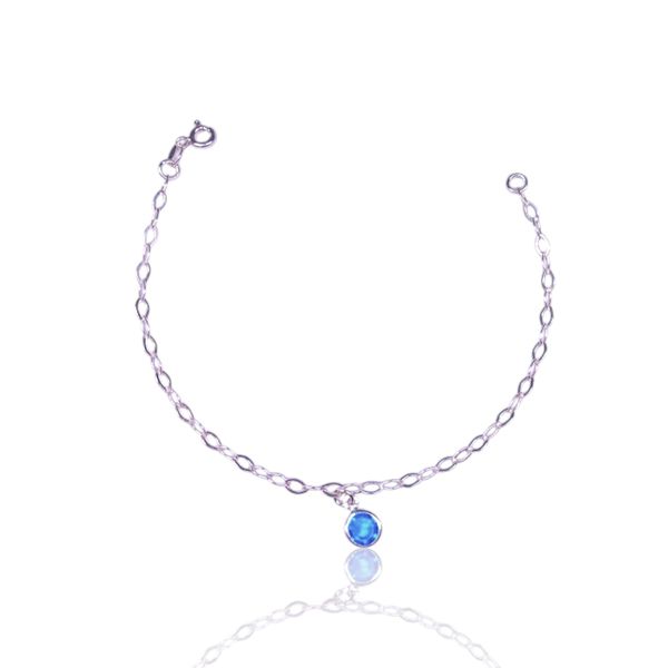 PULSEIRA PONTO DE LUZ ZIRCONIA AZUL PRATA 925
