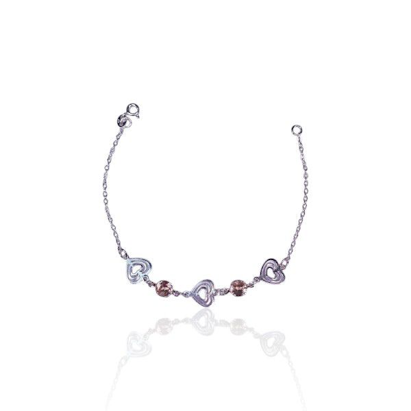 PULSEIRA CORACAO VAZADO 2 ZIRCONIA NUDE PRATA 925