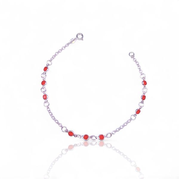 PULSEIRA 9 ZIRCONIA VERMELHA PRATA 925