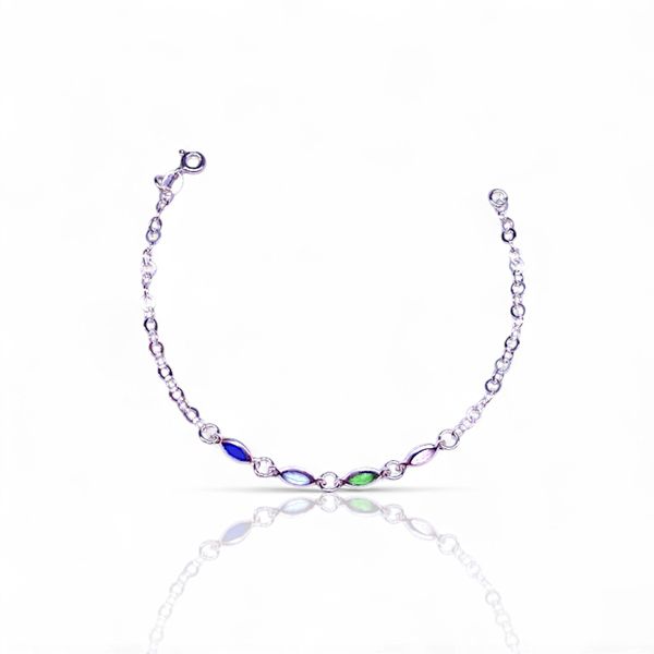PULSEIRA 4 ZIRCONIA NAVETE COLORIDO PRATA 925