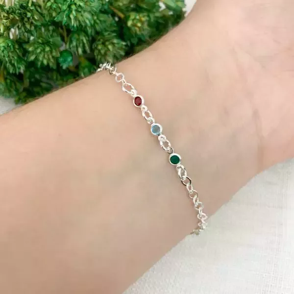 PULSEIRA PINGENTES REDODO COLORIDO PRATA 925