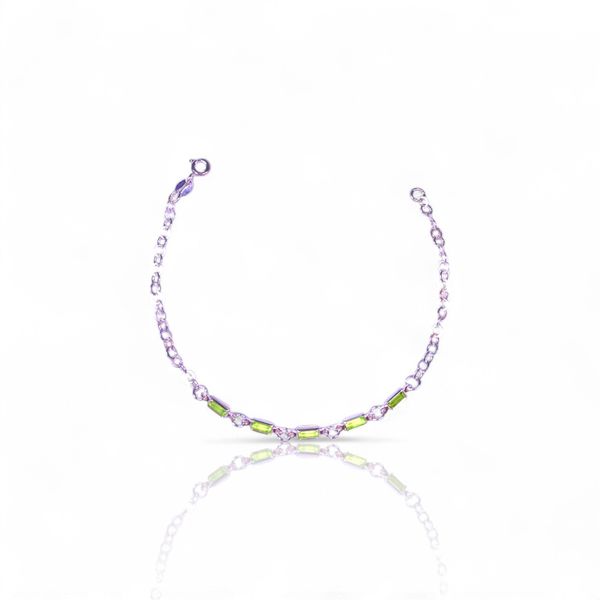 PULSEIRA 4 PINGENTES RETANGULAR VERDE CLARO PRATA 925