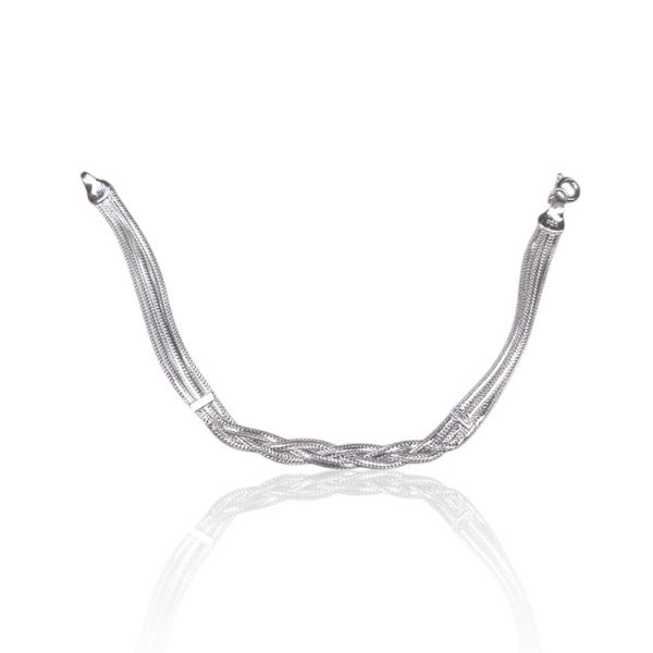 PULSEIRA LACRAIA TRANÇADA 3 FIOS PRATA 925
