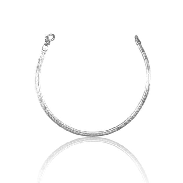 PULSEIRA LAMINADA LISA LARGA PRATA 925