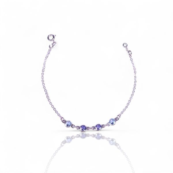 PULSEIRA 4 ZIRCONIA AZUL E ROXO PRATA 925