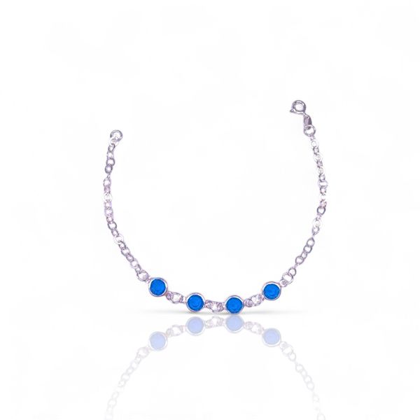 PULSEIRA 4 PINGENTES AZUL PRATA 925