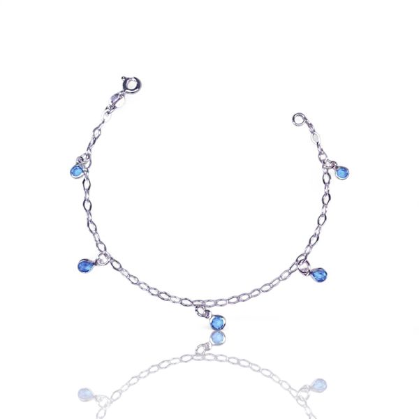 PULSEIRA 5 PINGENTE INGLESA AZUL PRATA 925