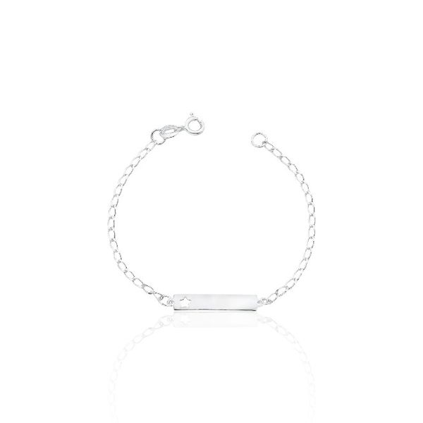 PULSEIRA INFANTIL PLACA ESTRELA VAZADA LISA PRATA 925