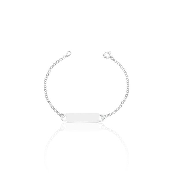 PULSEIRA PLACA RETANGULAR LISA PRATA 925