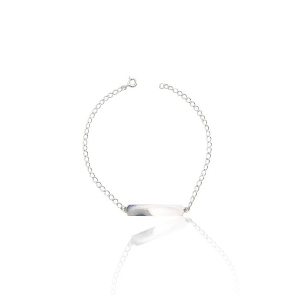 PULSEIRA INFANTIL PLACA RETANGULAR LISA MEDIA PRATA 925