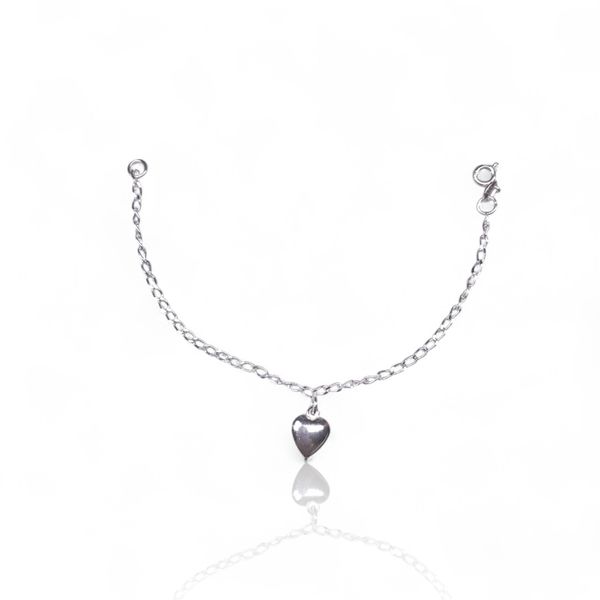 PULSEIRA INFANTIL 1 PINGENTE CORACAO PRATA 925