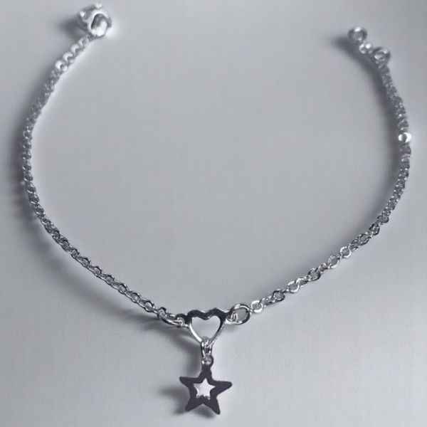PULSEIRA CORAÇÃO ESTRELA VAZADO PRATA 925