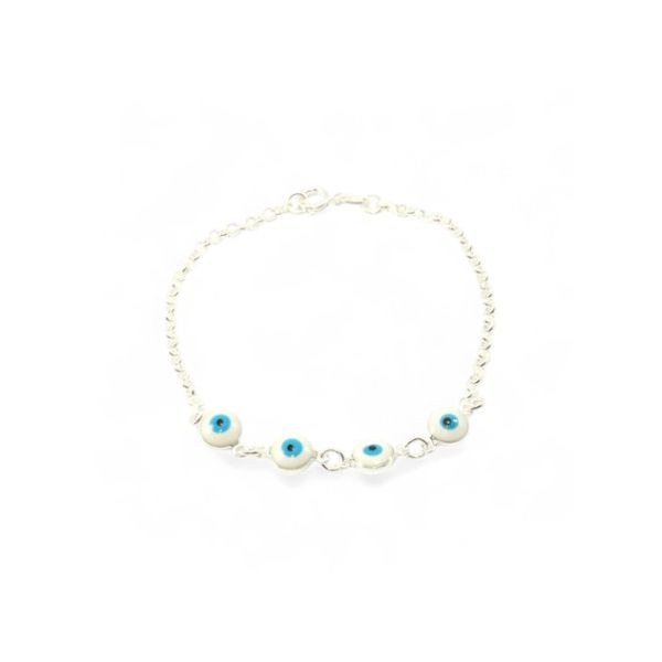 PULSEIRA OLHO GREGO 4 PINGENTES PRATA 925