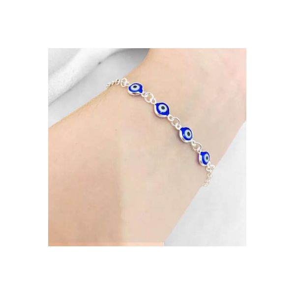 PULSEIRA OLHO GREGO 11 PINGENTES PRATA 925