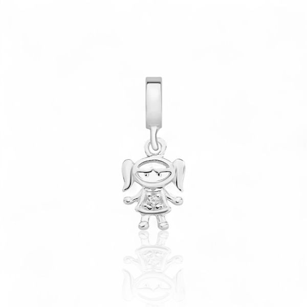 PINGENTE MENINA ZIRCONIA PRATA 925