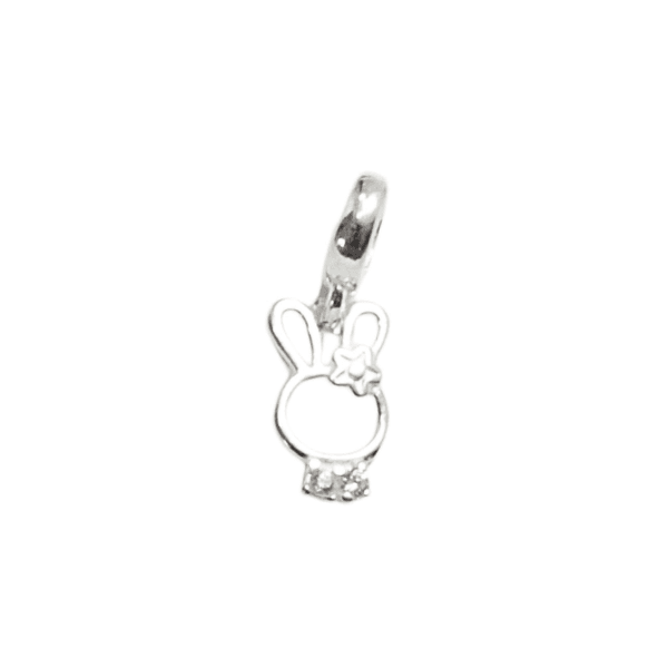 BERLOQUE COELHO VAZADO ZIRCONIA CRISTAL PRATA 925