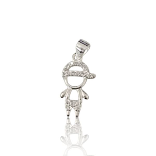 PINGENTE MENINO CRAVEJADO PRATA 925
