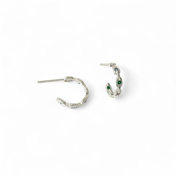 MEIA ARGOLA CORRENTE COM ZIRCONIA COLORIDA P