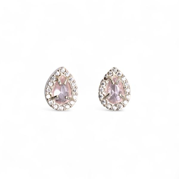 BRINCO GOTA CRAVEJADA ROSA / CRISTAL