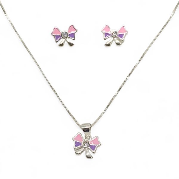 CONJUNTO INFANTIL BORBOLETA COLORIDA C/ ZIRCONIA