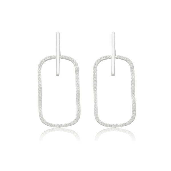 BRINCO RETANGULAR ZIRCONIA VAZADO