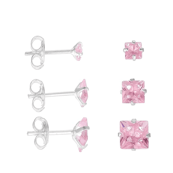 TRIO ZIRCONIA QUADRADO ROSA