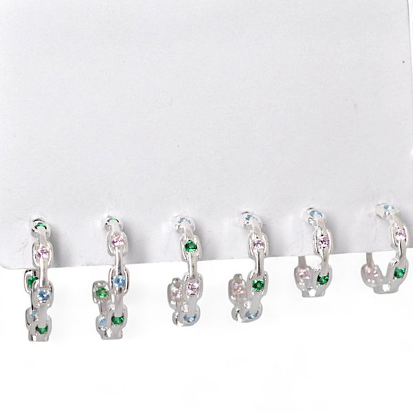 TRIO MEIA ARGOLA CORRENTE ZIRCONIA COLORIDA