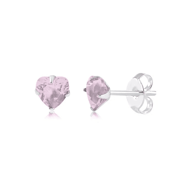 BRINCO ZIRCONIA CORACAO ROSA 6MM