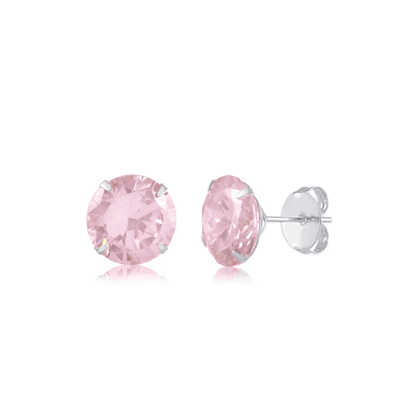 BRINCO ZIRCONIA REDONDO ROSA 6MM