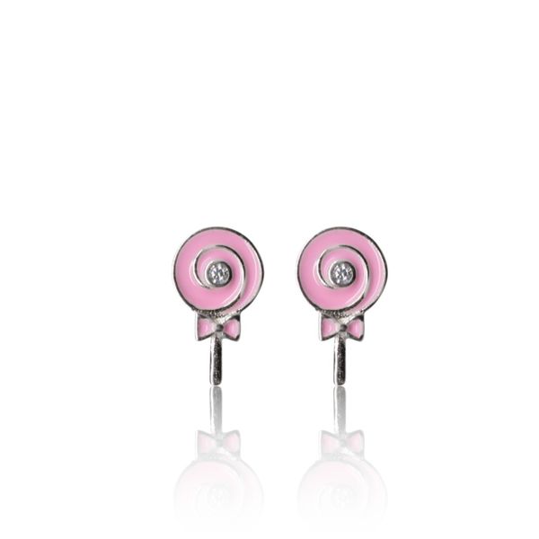 BRINCO INFANTL LOLLIPOP ROSA COM ZIRCONIA