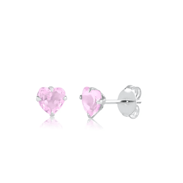 BRINCO ZIRCONIA CORACAO ROSA 4MM