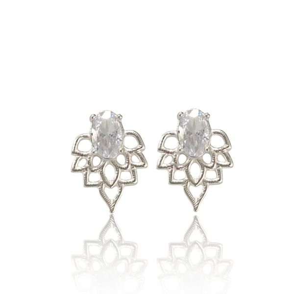 BRINCO FLOR DE LÓTUS COM ZIRCONIA