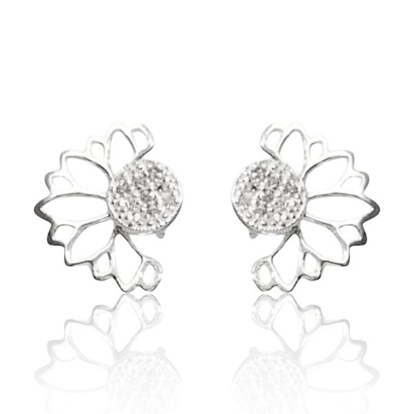 BRINCO MEIA FLOR COM ZIRCONIA