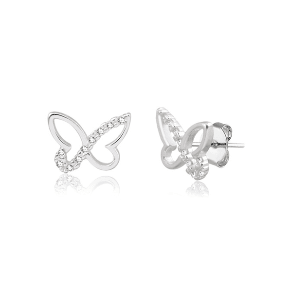 BRINCO BORBOLETA VAZADA COM ZIRCONIA