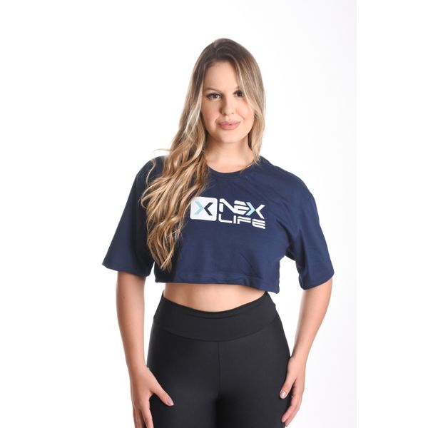 Cropped Algodão Nexlife Azul Marinho