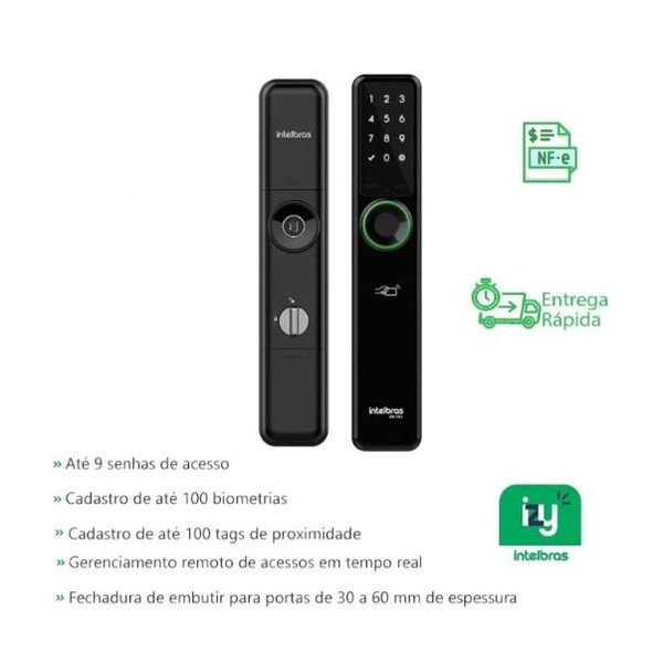 Fechadura Smart De Embutir Digital IFR 7001 Preta - Intelbras