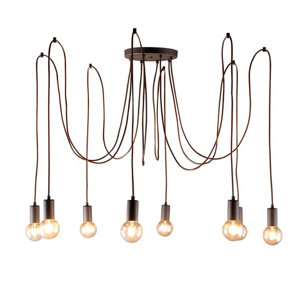 Lustre Joy Aranha 6 Lâmpadas Preto e Cobre 