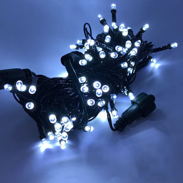 CORDAO PISCA 100 LEDS BRANCO FRIO MULTFUNCOES FIO VERDE 127V