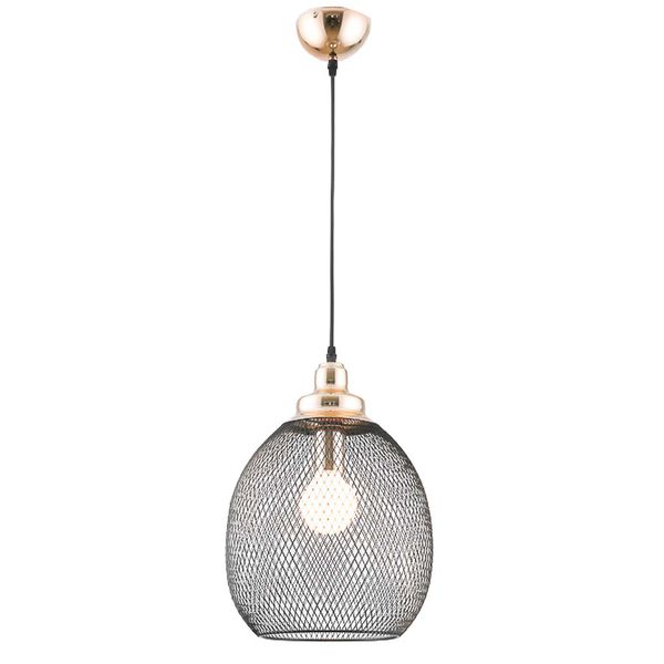 PENDENTE COPPER PRETO E DOURADO 1XE27 D28CMXA41CM