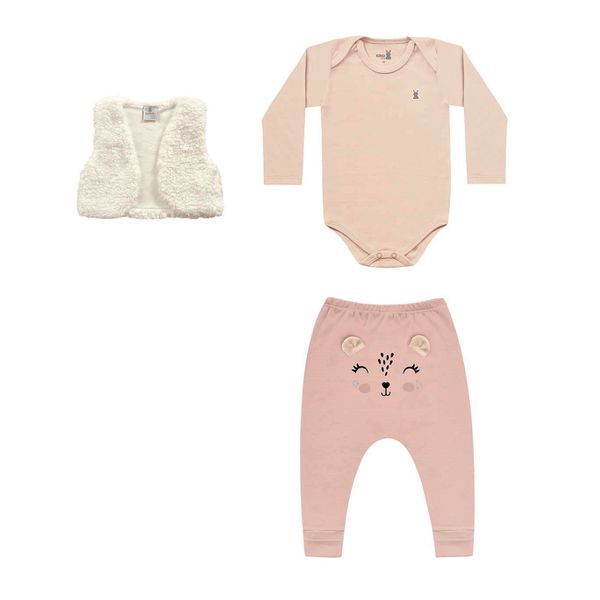 Conjunto 3 Peças Kiko Baby Feminino Tamanho RN-P-M-G