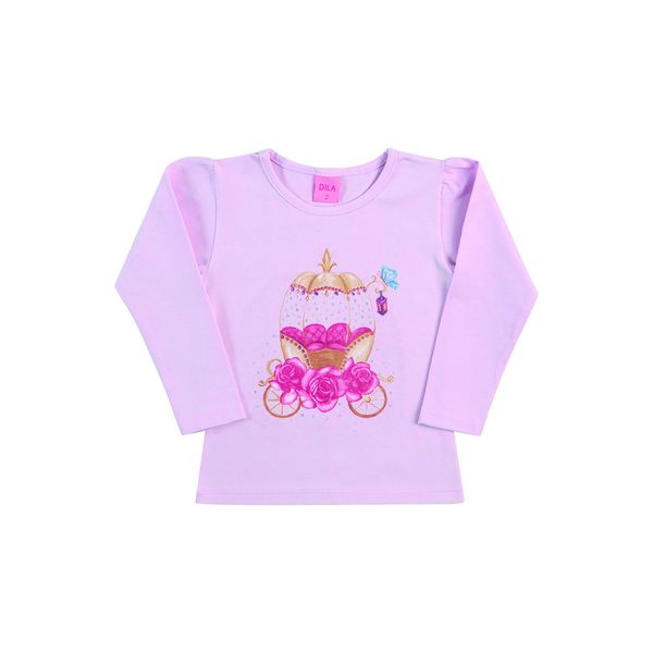 Blusa Manga Longa Dila Bebê Feminina Carruagem Rosê Tamanho 1-2-3