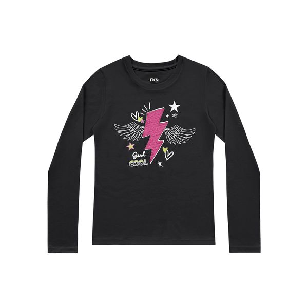 Blusa Manga Longa Fakini 12 ao 18 Preta