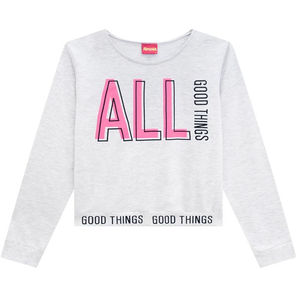 Blusa Cropped Moletinho Amora Infantil Feminina Tamanho 10 ao 18