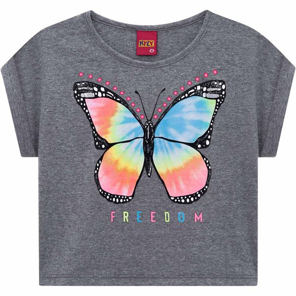 Blusa Kyly Feminina Infantil 10 ao 16 - Cropped - Cinza