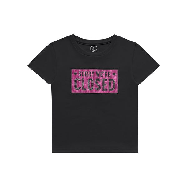 Blusa Infantil Feminina Playground 4 ao 10 - Preta